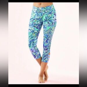 Lilly Pulitzer Weekender Cropped Leggings 21" Bennet Blue XXS Women Sneak a Beak